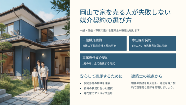 岡山で家を売る人が失敗しない媒介契約の選び方｜一般・専任・専属の違いを建築士が徹底比較