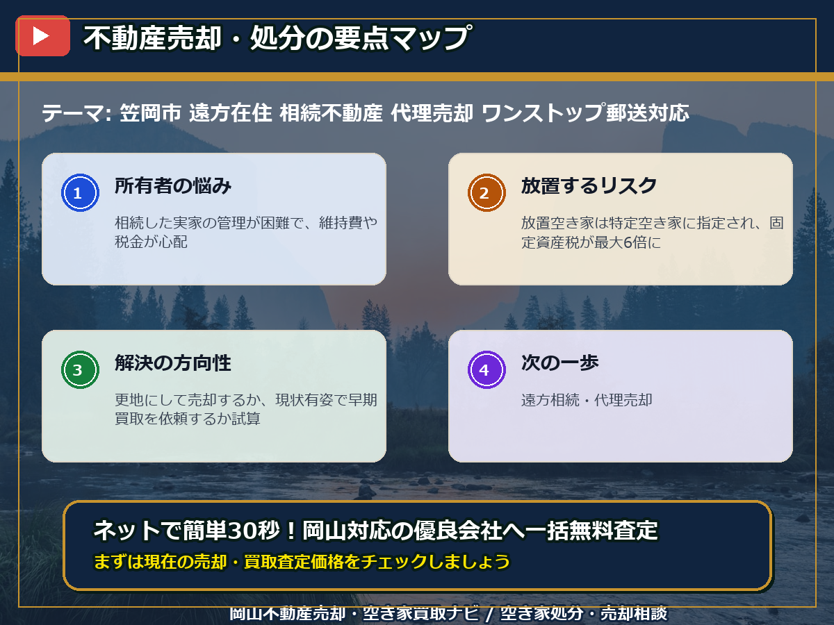 笠岡市 遠方在住 相続不動産 代理売却 ワンストップ郵送対応 infographic