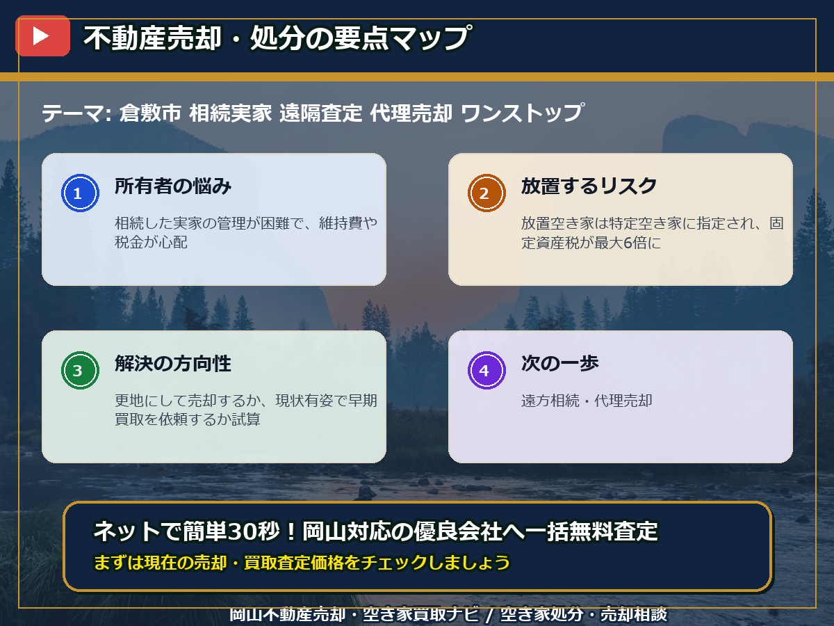 倉敷市 相続実家 遠隔査定 代理売却 ワンストップ infographic
