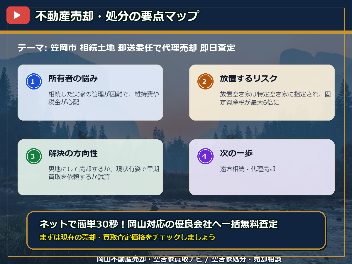 笠岡市 相続土地 郵送委任で代理売却 即日査定 infographic